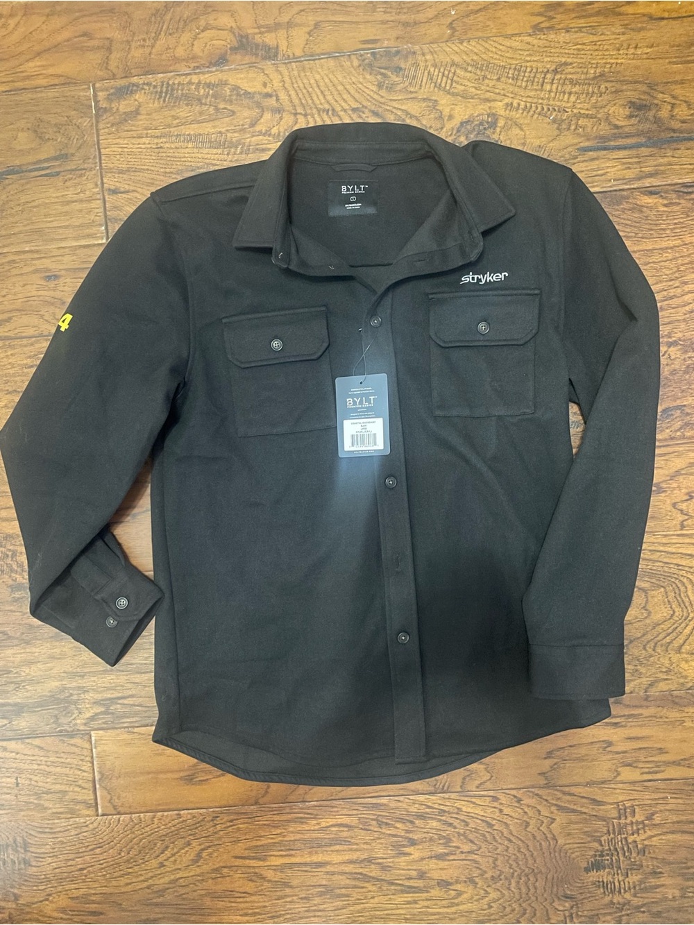 BYLT x Stryker Black Men's large overshirt Lightweight Button-Up Shirt Jacket